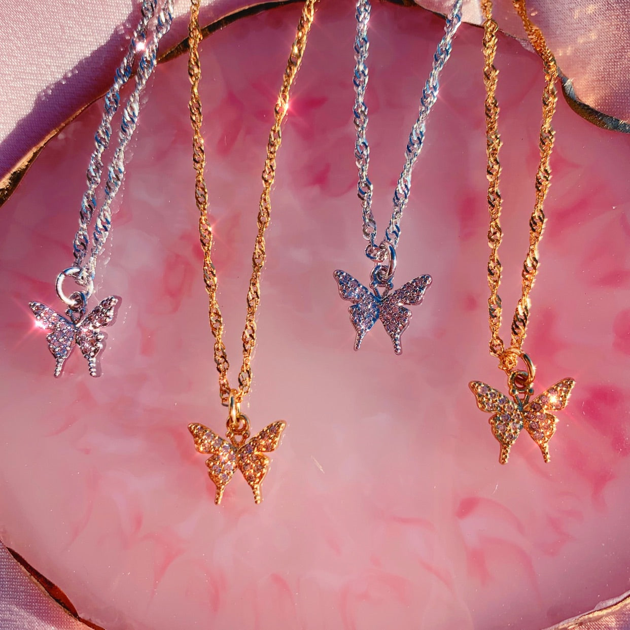 Silver Papillon Necklace (4407266115650)