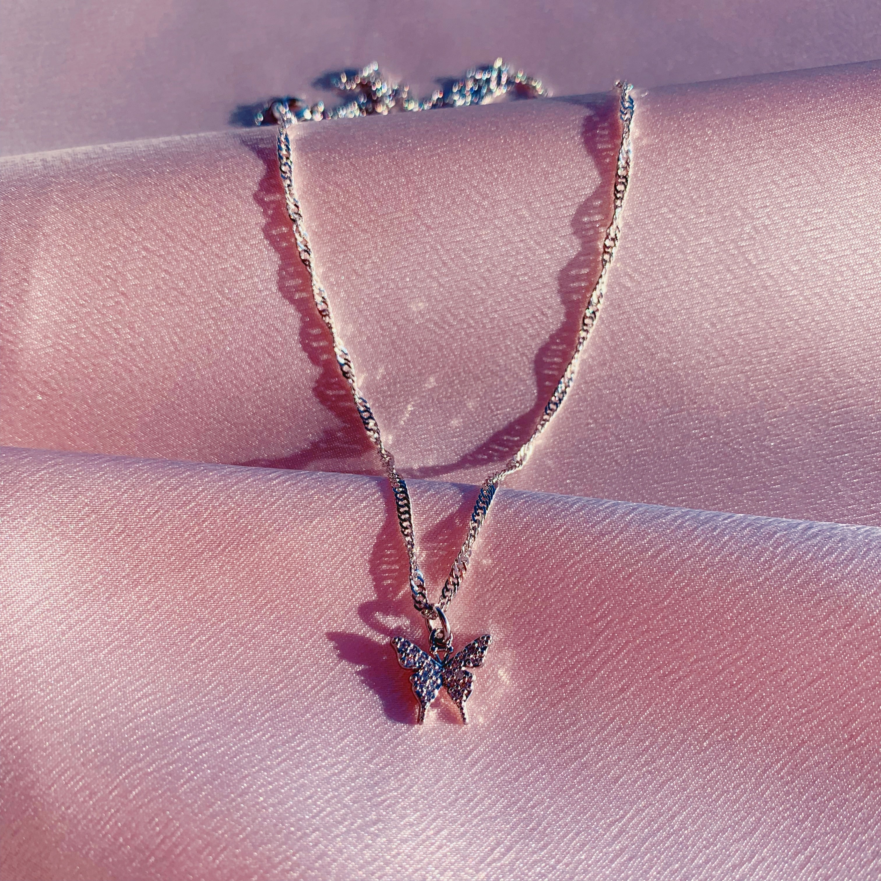 Silver Papillon Necklace (4407266115650)