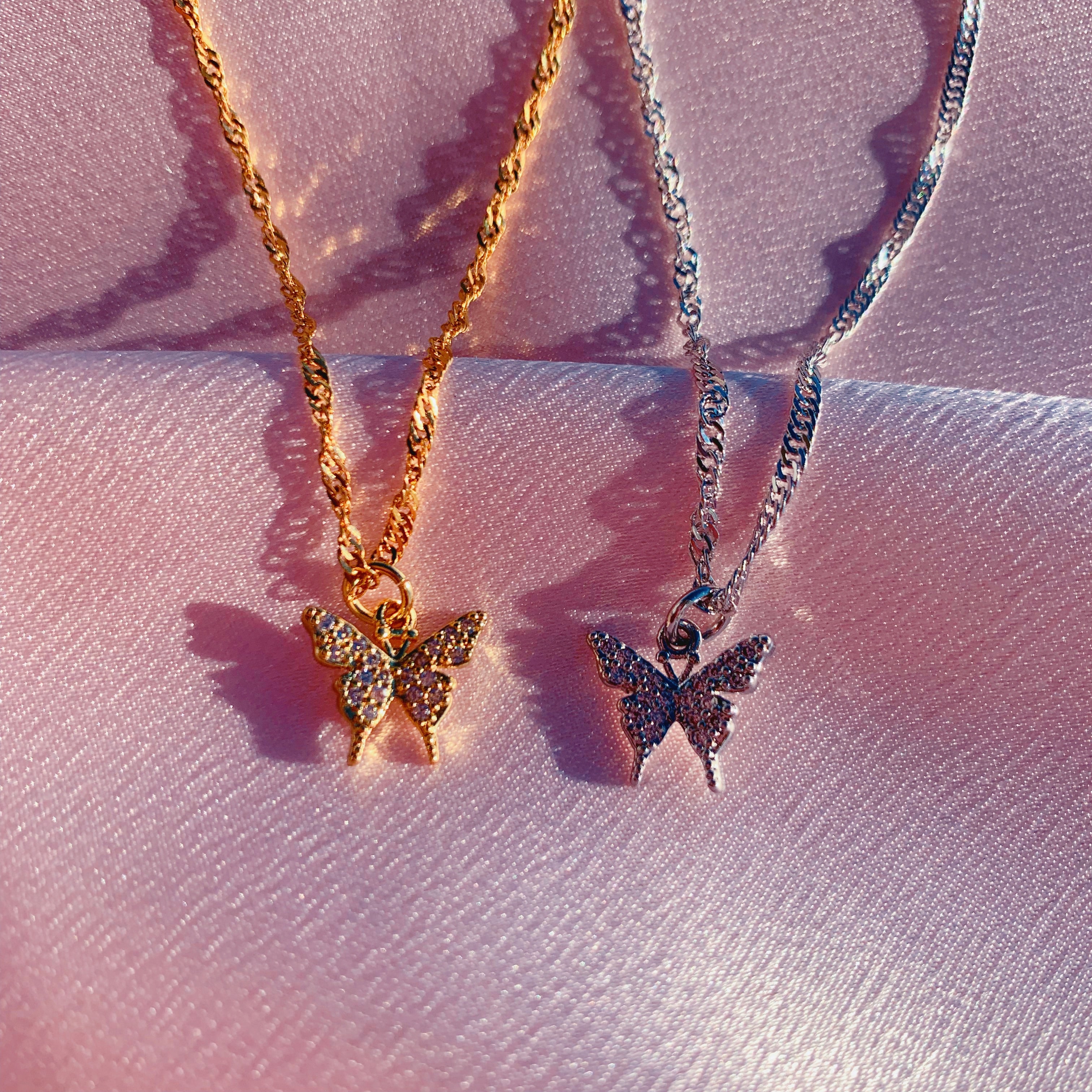 Silver Papillon Necklace (4407266115650)